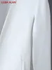Kadın Ceketleri Kadın Bölünmüş Tasarım Pelerin Takım Ofisi Leydi Siyah Beyaz Ceket Moda Sokak Giyim Gevşek Gevşek Dış Giyim Üstleri C613 230317