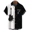 Męskie koszule hawajskie męską koszulę 3d harajuku gitarę jazzowy nadruk w dekolcie dotknięcie bluzki mody guziki do krótkiego rękawu popowy koszulka 230317