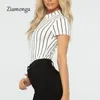 Kvinnors jumpsuits ziamonga 2023 zip front randig bodysuit kvinnor sommar kort kropp kostym shorts playsuit rompers för