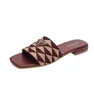 Sluyes zapatillas bordadas tela bordada beige multicolor mulas de bordado para mujeres chanclas para el hogar sandalias casuales de cuero de verano de cuero plano de goma de goma 36-42