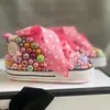 First Walkers Random Lollipop Candy Walking Canvas Baby Infant Shoes Soft Sole Sneakers For Girl Birthday Party Handmade Bling 230317