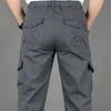 Herrbyxor herrar av bomullslastbyxor militär strids overaller raka multi-pocket baggy långa byxor streetwear casual slacks byxor m-5xl 230320