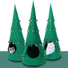 Kattenbedden Dierbenodigdheden Kerstmis Groen Vilten Mat Nest Schattig Feestelijke sfeer Bontbal Boomhut