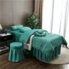 Bedding Sets Luxury Silk 4pcs For Beauty Salon Massage Bed Cover Spa Bedskirt Pillowcase StoolCover Dulvet Beddings