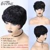 Human Hair Wigs Short Wet And Wavy Remy Wig Curly Pixie Cut With Bangs Black Brazilian None Lace