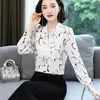 Kvinnors blusar 2023 Korean Style Women's Clothing Fashion All-Match Chiffon Shirt Bowknot V Neck Design Niche Ladies Plus Size Women