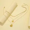 Naszyjniki wisiorek Wesparking emo złota w stylu vintage okrągła moneta z okiem słońca trzy warstwy łańcuch obojczyków dla kobiet