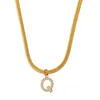 Ketens amaiyllis 18k gouden minimalistische 26 Engels zirkoon alfabet hanger ketting trendy mode nicheblade ketting voortreffelijk