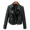 السترات النسائية النسخة الكورية من Slim Pu Leather Jacket Women Spring Autumn Atrumn Sotverycle Leather Coast Short 230317