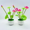Dekoratif çiçekler benzersiz sahte çiçek bonsai uv dirençli simülasyon yeşil yaprak lotus
