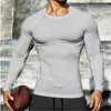 Herr t-shirts män snabb torr fitness tees utomhussport som klättrar långa ärmar tights bodybuilding topps gym tågkomprimering t-shirt 230317