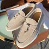 Klänningskor Summer Walk Women Loafers Suede Causal Moccasin Mmtal Lock Beanie Bekväm mjuk sula platt plus storlek 230320