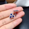 Stud Küpe Komik Kadınlar Gümüş Mavi Safir 925 Sterling Takı Gerçek Doğal Gem Doğum Günü Yıl Hediyesi