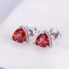 Stud Earrings LANZYO 925 Sterling Silver Natuarl Garnet Girls Birthday Gift Fine Jewelry For Woman E050502AGS