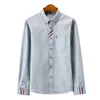 Mäns casual skjortor Mens TB Classic Luxury Stripe Shirts Solid Oxford Button Up Casual Blus Tops Shirt Formal Business Hante Shirts 230320