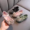 Sneakers Childrens Shoes Pearl Rhinestones Shining Kids Princess Baby Girls Party and Wedding D487 230317