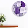 Orologi da parete Vernice viola Quadrato Graffiti Struttura astratta Silenzioso Home Cafe Arredamento per ufficio per cucina Orologio grande