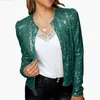 Women's Jackets 2023 Women's Fashion Stand Casual All-Match Small Collar Color Matching Sequin Coat Short