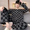 Mäns Sleepwear Spring Autumn Cotton Mens Loungewear L-4XL Big Size Boys Sleepwear Elegant Man Simple Design Printing Pullover Long Pyjamas Set 230320