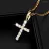 Pendant Necklaces Punk Cross Necklace For Women Men Shining Cubic Zirconia Egyptian Style Curb Catholic Jesus Jewerly Gifts