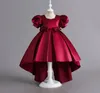 INS Girls Big Bows Floor-Length dresses kids beaded puff sleeve princess dress children's day pageant clothes Ball Gown Z0952