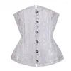 Bustiers & Corsets XL Corset Spiral Steel Jacquard Floral 6XL Black And White Ladies Suit