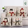 Kussen cartoon hoed sjaalsneeuwman thema print cover linnen gooi auto woning decoratie decoratieve kussensloop T390