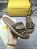 2023 Sandals Women's Slippers Men's Slide Beach Brown Leather Shoes Women's High Heels Men's 365-46 with Yellow Box and Dust Bag