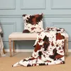 Blankets Super Soft Cow Pattern Plush Blanket Animal Cow Skin Printed Pillowcase Home Sofa Office Travel Warm Comfortable Throw Blankets 230320