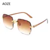 Sunglasses AOZE 2023 Retro Rimless Female Brand Designer Gradient Ladies UV400