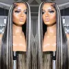 Perruque Lace Front Wig synthétique brésilienne lisse et longue, 13x4, à reflets noirs et gris, perruque Lace Front Wig transparente à reflets blonds