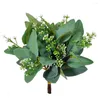 Fleurs décoratives plante artificielle Mini feuilles d'eucalyptus vert fausse feuille de soie bricolage Bouquet de mariée pour la maison jardin fête mariage décor