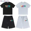 wangcai01 Herren T-Shirts Trapstar Frühling Sommer Männer Frauen T-Shirt Regenbogen Handtuch Stickerei Hip Hop High Street Casual Short Seve Shorts Anzug 0320H23 0320H23