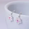 Ryggar örhängen s925 sterling silver söt rosa lila körsbärsmycken cz sten icke genomborrad öron manschett för flickor brincos