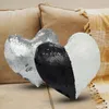 CozyHome Double-Sided Flannel Pillow Cover with Sequined Love Heart Shape for Sofa - Reversible, Soft, Glamorous, and Easy to Clean.