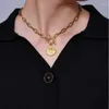 Pendant Necklaces Women's Coin Necklace Gold Color Metal Medallion Elizabeth For Women Chunky Chain OT Toggle Choker