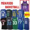 Retro Iverson Jersey Giannis 30 Curry Luka Bird 32 Shaq Oneal Carter 34 Giannis James Harden Throwback White Blue Stitched Kids Boys Mens Basketball Jerseys