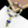 Strand Handmde Greek Sorority Elastic Yellow Sgr Torch Pearl Pendant Bracet Bangle Women Jewelry