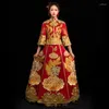 Ethnic Clothing Chinese Style Formal Dress Rhinestone Wedding Cheongsam Costume Red Bride Vintage Traditional Tang Suit Qipao