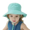 Kinder Eimer Hüte Baumwolle Kinder Sonnenhut 20 Farben Solide Floral Baby Sonnenhut Kleinkind Angeln Caps Jungen Mädchen Sommer Fischer Cartoon Strand Stil Mit Wind Seil