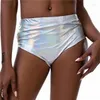 Women's Tracksuits Holographic Two Piece Sets Women Shiny Wet Look Strapless Crop Tops Sexy Panty Summer Fashion Party Clubwear 2 Pcs