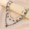 Choker Layered Black White Gossip Pearl Clay Beaded Necklace For Women Sequins Chain Mushroom Bohemian Retro Religious Jewelry