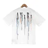 T-shirts pour hommes Version correcte au début du printemps rue haute col rond manches courtes beau couple de mode lâche encre colorée splash casual hip-hop