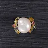 Cluster Rings Retro Thai Silver Jewelry Processing Custom Pearl Ring Natural Shaped Beads S925 Sterling Female Open Ended