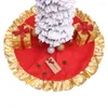 Décorations de Noël 36 "tabliers de jupes d'arbre avec bord à volants dorés pour couverture de tapis de Noël décoration de Base ornements Navidad 2023