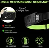New USB Rechargeable Running Headlamp 6 mode super bright Motion Sensor LED Headlight infrared Induction LED Silicone Cycling Bike Headlamps Waterproof COB lights