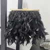 Sacs de soirée Embrayages de luxe en plumes d'autruche pour dames, portefeuilles de bal de mariage, sacs à main avec chaîne de perles blanches, sac à bandoulière 230317