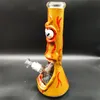 35 cm 14 tum Handy Bong Glass Bong Water Pipe 3d Brown Monster 9mm Tjocklek Röd Smurf Glas Bongs Tjock Bägare Rökning Bubbler Dab Rig