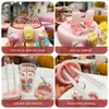 Water Bottles 430ml Cute Children Double Drinking Straw Portable Student Couple Plastic Cup Gift School Kids 230320