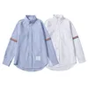 Thom Browne Мужская дизайнерская рубашка негабаритная полосатые простые рубашки роскошные бренд рубашка европейская американская размер